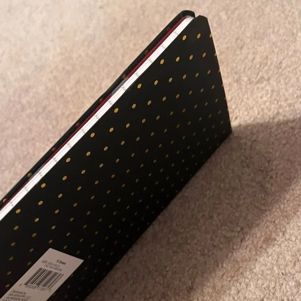 Chic Black & Gold Polka Dot Hardcover Writing Journal - Lined w/ Bookmark Ribbon